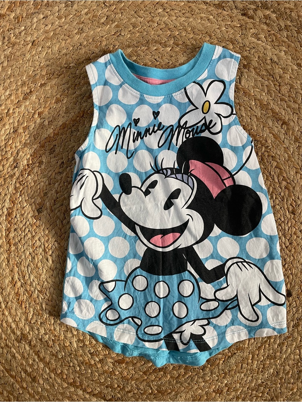 Disney Girls' Blue and White Polka Dot Minnie Mouse Tank Top